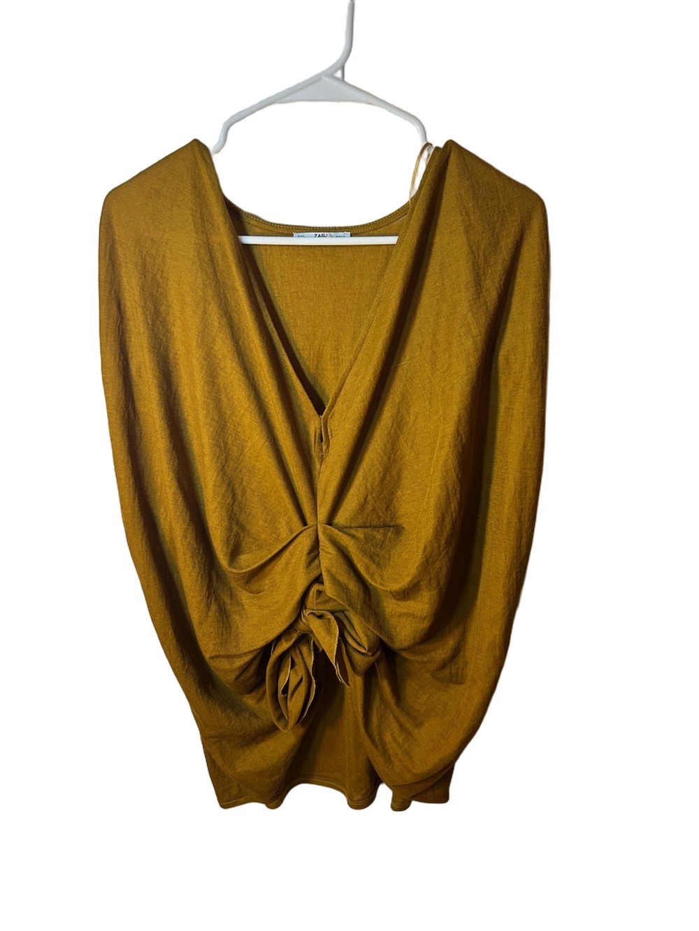 Zara Knotted Front Women’s Top - Mustard Gold size large coastal cowgirl